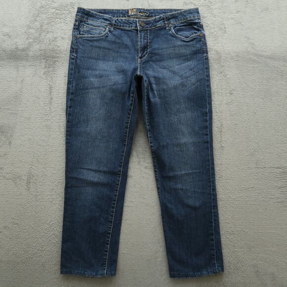 KUT from the Kloth Jeans Women's Size 12 Blue Mid-Rise Straight Denim 27" Inseam - Picture 1 of 16